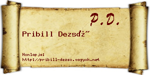 Pribill Dezső névjegykártya